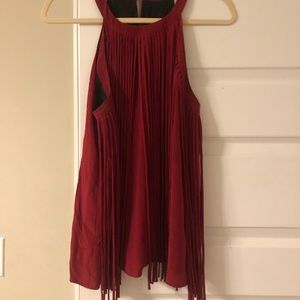 Lavender brown red shirt with fringe!